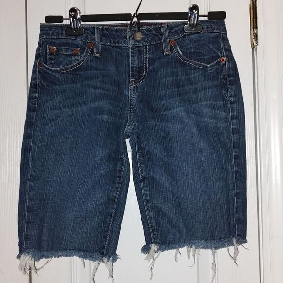 American Eagle hipster raw cut hem  jean shorts  Sz 4 - Picture 1 of 6
